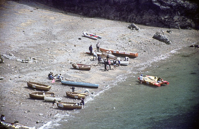 Boats on shore at Dixcart Bay, Sark