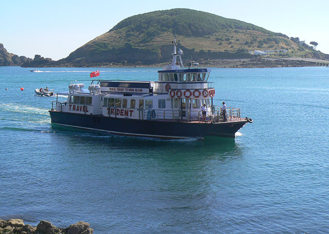 Ferry approaching the Rosaire Landing, Herm