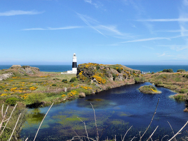 Lighthouse and pond in disused Mannez quarry