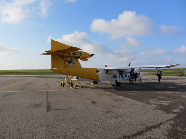 The first flight of the day, Alderney Airport